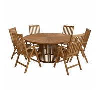 AXI Hani/Nuria Ensemble de jardin, 6 pièces - 6 personnes | Table à manger en teck avec plateau ovale | Avec 6 chaises dotées d'un dossier confortable et d'accoudoirs | Pour l'extérieur