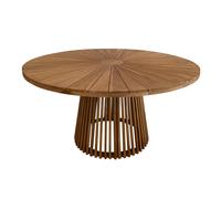 Axi Hani Table De Jardin Ronde En Bois De Teck Ø 150 Cm | Résistante Aux Intempéries Pour Terrasse / Extérieur | Pour 6 Personnes | 150 X 75 Cm