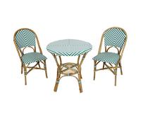 Axi Jacqueline Table Et Chaise Bistrot, Vert/Blanc, 2 Chaises 1 Table, Ensemble Bistro Extérieur | Table De Bistro Avec 2 Chaises, Rotin, Design Vintage | Mobilier De Jardin Bistro Pour Jardin
