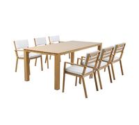 Axi Jada Salon De Jardin Avec Table Et Chaises En Bois / Beige Pour 6 Personnes | Salon / Meubles Extérieur En Aluminium / Polyester | Table À Manger D'Extérieur