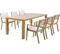 Axi Jada Salon De Jardin Avec Table Et Chaises En Bois / Beige Pour 6 Personnes | Salon / Meubles Extérieur En Aluminium / Polyester | Table À Manger