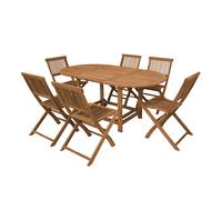 Axi Jadi Ensemble De Jardin - Table Ovale Et 6 Chaises Pliables En Bois De Teck | Mobilier De Jardin Pour 6 Personnes | Pour Extérieur - Table (L X L X H) : 180 X 100 X 77 Cm.