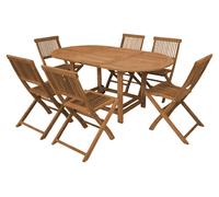 Axi Jadi Ensemble De Jardin - Table Ovale Et 6 Chaises Pliables En Bois De Teck | Mobilier De Jardin Pour 6 Personnes | Pour Extérieur - Table (L X L X H) : 180 X 100 X 77 Cm.
