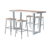 Axi James Mange Debout Table Haute Avec 4 Tabourets Aluminium, Aspet Bois | Table Haute Et Bar Avec Tabouret De Bar - 5-Pièces Bar Pour L'Extérieur / Jardin