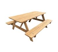 AXI Jean Table De Pique-Nique en Bois, 6 Personnes - Marron | Table Et Bancs De Jardin, Fabriqué en Thermowood 100% Certifié Fsc | Meuble D'Extérieur | 180 X 150 X 73,5 Cm
