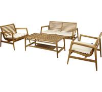 AXI June Lounge Set avec banc de jardin, table et 2 larges chaises de salon | Garten Loungeset 4-teilig 100 % Teak | Gartenmöbel / Loungemöbel Set für