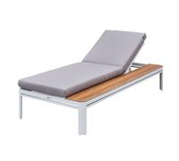 Axi Kira Bain De Soleil Avec Table En Bois / Gris | Transat Jardin En Aluminium Avec Dossier Réglable - 5 Positions | Chaise Longue Pour L'Extérieur/Le Jardin
