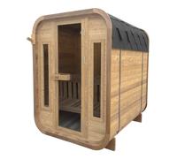 AXI Kubus Sauna d'extérieur | Forme cubique, Thermowood, 2 à 4 personnes, poêle de sauna non compris | Avec 2 bancs de sauna, éclairage intérieur inclus | 189 x 155 x 210 cm