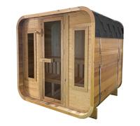 AXI Kubus XL Sauna d'extérieur | Sauna de forme cubique, Thermowood, 4 à 8 personnes, poêle de sauna non compris | Avec 2 bancs de sauna, éclairage intérieur inclus | 208 x 176 x 210 cm