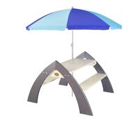 Axi Kylo Xl Table Pique Nique Enfant En Bois Gris & Blanc | Table Picnic Avec Parasol Pour Le Jardin