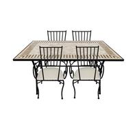 Axi Leonie Table Et Chaise Bistrot, 4 Chaises 1 Table, Ensemble Bistro Extérieur, Mosaique Beige Toscane - Salon De Jardin Bistrot, Table Bistrot Pour Jardin/Balcon/Terrasse