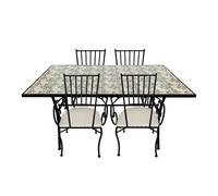 Axi Leonie Table Et Chaise Bistrot, 4 Chaises 1 Table, Ensemble Bistro Extérieur, Mosaique Bleu Mediterrannéen - Salon De Jardin Bistrot, Table Bistrot Pour Jardin/Balcon/Terrasse