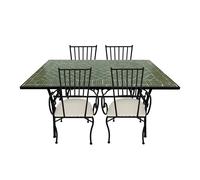 Axi Leonie Table Et Chaise Bistrot, 4 Chaises 1 Table, Ensemble Bistro Extérieur, Mosaique Vert Foncé - Salon De Jardin Bistrot, Table Bistrot Pour Jardin/Balcon/Terrasse