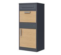 Axi Levi Boîte À Colis En Métal Anthracite/Imitation Bois - 50,6 X 38,3 X 112 Cm| Boîte Aux Lettres Pour Colis Avec oite Aux Lettre Colis