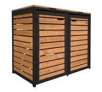 Axi Lex Cache Poubelle En Bois Marron/Noir - Abri Poubelle Pour 2 Conteneurs - Max. 240L - Abri Poubelle Extérieur Avec Excellente Ventilation