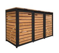 Axi Lex Cache Poubelle en Bois Marron/Noir - Abri Poubelle pour 3 Conteneurs - Max. 240L - Abri Poubelle Extérieur avec Excellente Ventilation
