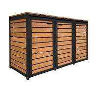 Axi Lex Cache Poubelle En Bois Marron/Noir - Abri Poubelle Pour 3 Conteneurs - Max. 240L - Abri Poubelle Extérieur Avec Excellente Ventilation