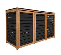 Axi Lex Cache Poubelle En Bois Noir/Marron - Abri Poubelle Pour 3 Conteneurs - Max. 240L - Abri Poubelle Extérieur Avec Excellente Ventilation