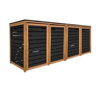 Axi Lex Cache Poubelle En Bois Noir/Marron - Abri Poubelle Pour 4 Conteneurs - Max. 240L - Abri Poubelle Extérieur Avec Excellente Ventilation