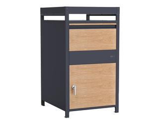 Axi Louis Boîte À Colis En Métal Anthracite/Effet Bois Avec Jardinière - 68 X 80 X 124 Cm | Boîte Aux Lettres Pour Colis Avec oite Aux Lettre Colis