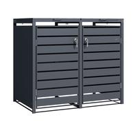 Axi Lucas Cache Poubelle Métallique Anthracite - Abri Poubelle Pour 2 Conteneurs - Max. 240L - Abri Poubelle Extérieur Avec Excellente Ventilation
