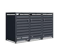 Axi Lucas Cache Poubelle Métallique Anthracite - Abri Poubelle Pour 3 Conteneurs - Max. 240L - Abri Poubelle Extérieur Avec Excellente Ventilation