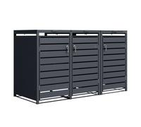Axi Lucas Cache Poubelle Métallique Anthracite - Abri Poubelle Pour 3 Conteneurs - Max. 240L - Abri Poubelle Extérieur Avec Excellente Ventilation