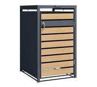 Axi Lucas Cache Poubelle Métallique Anthracite/Aspect Bois - Abri Poubelle Pour 1 Conteneur - Max. 240L - Abri Poubelle Extérieur Avec Excellente Ventilation