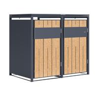 Axi Luke Cache Poubelle En Métal, Anthracite/Effet Bois - Abri Poubelle Pour 2 Conteneurs - Max. 240L - Abri Poubelle Extérieur Avec Excellente Ventilation