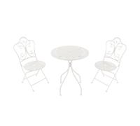 Axi Marilou Table Et Chaise Bistrot, 2 Chaises 1 Table, Ensemble Bistro Extérieur Blanc, Style Romantique - Salon De Jardin Bistrot, Table Bistrot Mosaique Pour Jardin/Balcon/Terrasse