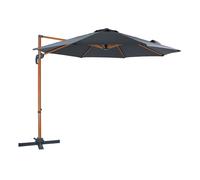 Axi Marisol Parasol Déporté Aspect Bois/Gris - Rectangulaire Ø 300Cm - Structure Aluminium - Rotation 360 - Inclinable - Résistant Aux Uv