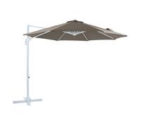 Axi Marisol Parasol Déporté Blanc/Taupe - Rectangulaire Ø 300Cm - Structure Aluminium - Rotation 360 - Inclinable - Résistant Aux Uv
