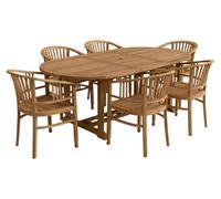 AXI Marzi/Talia Ensemble de jardin, 7 pièces - 6 personnes | Table à manger en teck avec plateau ovale extensible | Avec 6 chaises dotées d'un