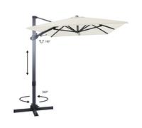 Axi Milad Premium Parasol Déporté Gris/Beige - Rectangulaire 200X300Cm -Structure Aluminium - Rotation 360 - Inclinable - Résistant Aux Uv