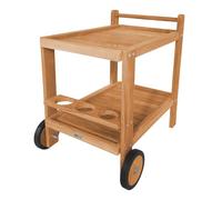 Axi Miri Chariot De Service En Bois De Teck Avec 2 Etagères Et Porte-Bouteilles | Desserte De Cuisine À Roulettes Pour Jardin, Balcon, Terrasse | Pour Extérieur / Intérieur | 70 X 48 X 70 Cm
