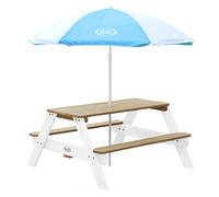 Axi Nick Table Pique Nique En Bois Avec Parasol, Marron & Blanc | Pour Le Jardin, 95 X 97 X 48 Cm