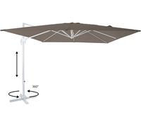 AXI Nima Parasol rectangulaire 300 x 300 cm en blanc / taupe | Parasol pour jardin / terrasse avec cadre en aluminium | Incl. pied en croix & housse de protection