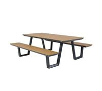 AXI Nori Table de Pique-Nique Aspect Bois & Anthracite pour 6 Personnes | Table de Jardin avec Banc, Aluminium & Polywood, 200 x 91 cm, Charge Max 330 Kg