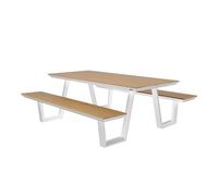 Axi Nori Table De Pique-Nique En Teck, Blanche Pour 6 Personnes - 200 X 190 Cm | Table De Jardin / Banc Extérieur Pour Adultes En Aluminium & Polywood