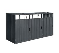 AXI Owen Cache-Poubelle en Métal Anthracite pour 3 Bacs | Abri Poubelle en Acier Galvanisé, 240 - 720 L, 240 x 80 x 122 cm