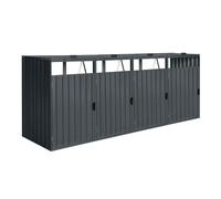 Axi Owen Cache Poubelle Métallique Anthracite/Acier Galvanisé Résistant Aux Intempéries - Abri Poubelle Pour 4 Conteneurs - Max. 240L/960L- Abri Poubelle Extérieur Avec Excellente Ventilation