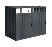 Axi Owen Cache Poubelle Métallique Anthracite/Acier Galvanisé Résistant Aux Intempéries - Abri Poubelle Pour 2 Conteneurs - Max. 240L/480L - Abri Poubelle Extérieur Avec Excellente Ventilation
