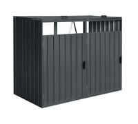 Axi Owen Cache Poubelle Métallique Anthracite/Acier Galvanisé Résistant Aux Intempéries - Abri Poubelle Pour 2 Conteneurs - Max. 240L/480L - Abri Poubelle Extérieur Avec Excellente Ventilation