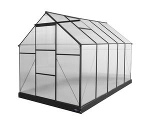 Axi Simon Serre De Jardin En Aluminium Et Polycarbonate Noir | Pépinière Avec Porte Coulissante Et Fenêtre | Résistante À L'Hiver | Avec Drainage Intégré | 310 X 190 X 207 Cm