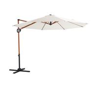 Axi Solea Parasol Déporté Rond Ø 300 Cm, Aspect Bois/Beige | Parasol De Jardin / Terrasse, Toile Anti-Uv, Indice Upf 30+ | Pied En Croix Et Housse De Protection Inclus | Inclinabl, Pivotant À 360°