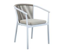 AXI Salon de jardin Suvi – Table et 4 chaises en Polywood aspect teck, blanches – Marron/Blanc
