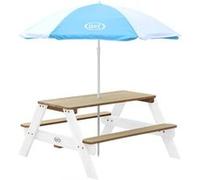 AXI Table pique-nique Nick en bois avec parasol marron et blanc 95 x 97 x 48 cm