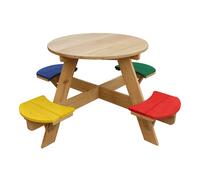 Axi Ufo Table De Pique Nique Ronde Pour Enfants En Bois | Table Ronde Enfant Pour Le Jardin Multicouleur Avec 4 Sièges