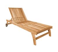 Axi Wayne Chaise Longue Avec Roulettes En Bois De Teck | Transat Avec Dossier Réglable - 4 Positions | Bain De Soleil Pour L'Extérieur / Le Jardin