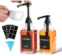 AXIM Lot de 2 bouteilles de sirop de café avec pompe et étiquettes, 500 ml